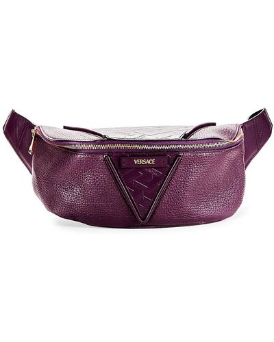 Versace Logo Leather Belt Bag - Purple
