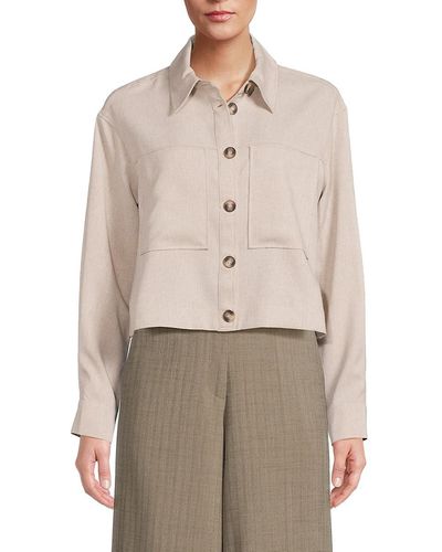 Adrianna Papell Solid Shirt Jacket - Natural