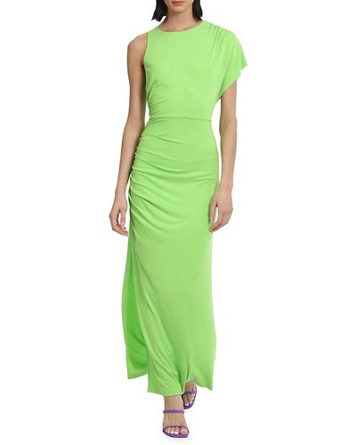 Donna Morgan One Shoulder Asymmetric Maxi Dress - Green