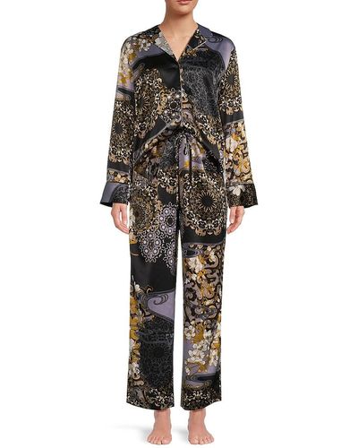 Natori 2-Piece Floral Pyjama Set - Black