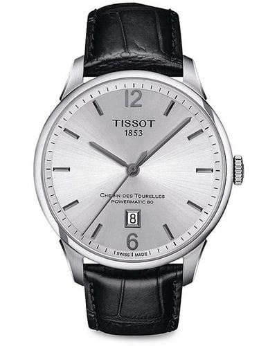 Tissot Chemin Des Tourelles Powermatic 80 42mm Stainless Steel & Leather Automatic Strap Watch - Grey