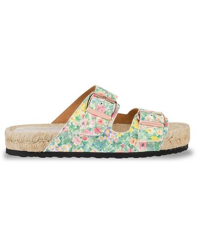 Manebí Loveshackfancy X Manebi Nordic Floral Leather Espadrille Slides - Multicolour