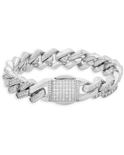 Anthony Jacobs Stainless Steel & 1.49 Tcw Simulated Diamond Bracelet - White