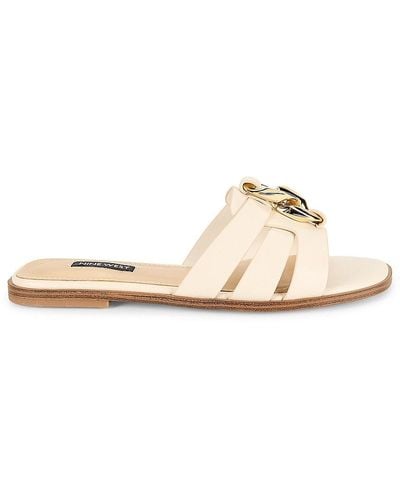 Nine West Ganlee Strappy Flat Sandals - White