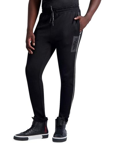Karl Lagerfeld Slim Fit Side Piping Track Pants - Black