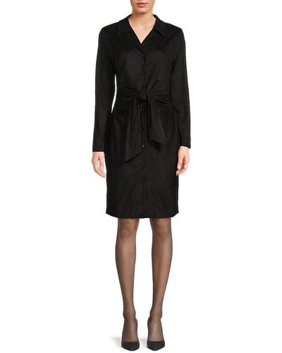 Donna Karan Tie Front Shirtdress - Black