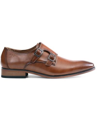 Tommy Hilfiger Almond Toe Double Monk Shoes - Brown