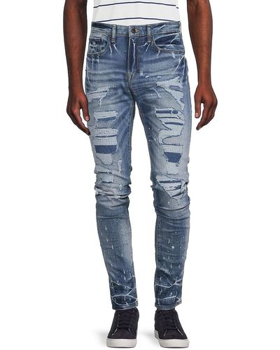 PRPS Priscilla Low Rise Distressed Skinny Jeans - Blue