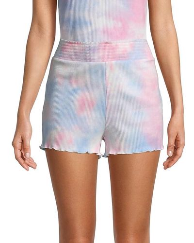 BCBGeneration Tie-Dye Ribbed Shorts - Blue