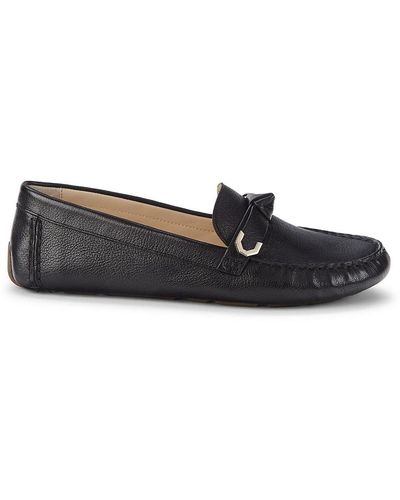 Cole Haan Evelyn Bow Leather Driving Loafers - Black