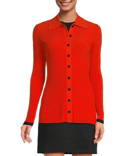 Proenza Schouler Ribbed Knit Collared Cardigan