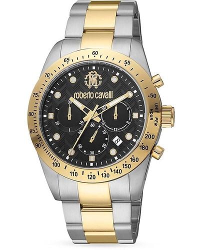 Roberto Cavalli 42Mm Two Tone Stainless Steel Bracelet Chronograph Watch - Metallic