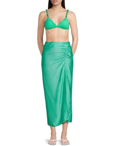 ViX Clara Silk Blend Cover Up Maxi Skirt - Green