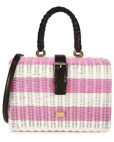 Dolce & Gabbana Striped Wicker Shoulder Bag - Pink