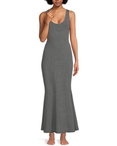 Skin Frederica Striped Cutout Maxi Dress - Grey