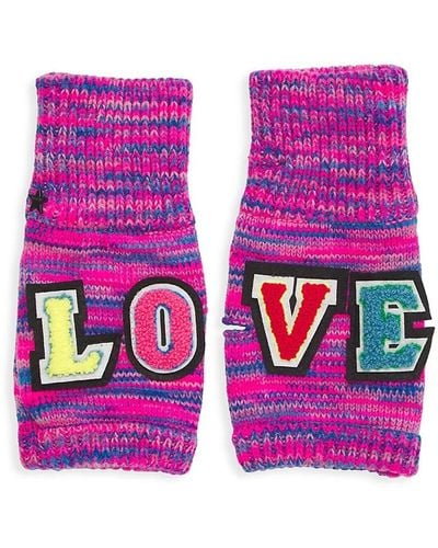 Jocelyn Love Knit Fingerless Mittens - Pink