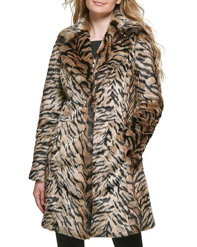 Karl Lagerfeld Tiger Pattern Faux Fur Coat - Brown