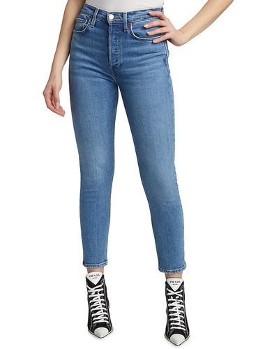 RE/DONE 90s High Rise Cropped Jeans - Blue