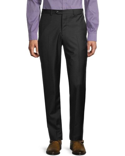 Armani Men's Wool Flat-front Trousers - Black - Size 52 (36)
