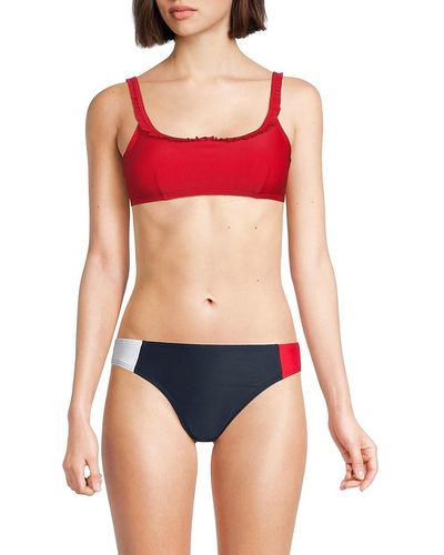 Tommy Hilfiger Ruffle Bikini Top - Red