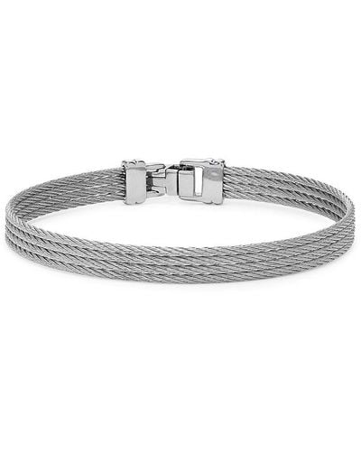 Alor Two Tone Stainless Steel Multi Row Cable Bracelet - White