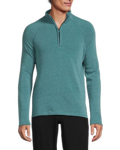 90 Degrees Raglan Sleeve Zip Up Pullover - Green