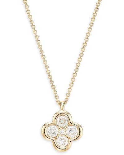 Saks Fifth Avenue 14k Yellow Gold & 0.34 Tcw Diamond Clover Necklace - Metallic