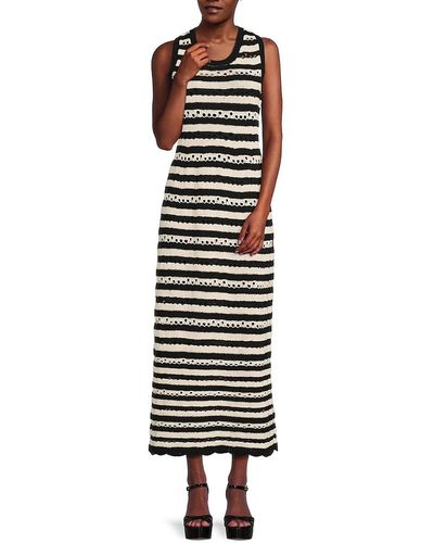 Sonia Rykiel Ray Aj Fleur Striped Eyelet Maxi Dress - White