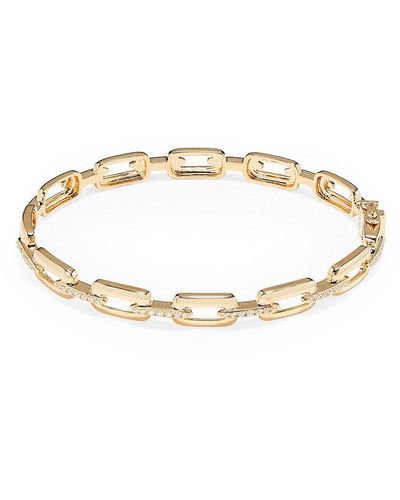 Effy 14k Yellow Gold & 0.26 Tcw Diamond Chain Cuff Bracelet - Metallic