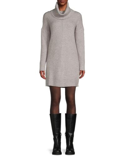 AREA STARS Turtle Neck Mini Sweater Dress - Gray