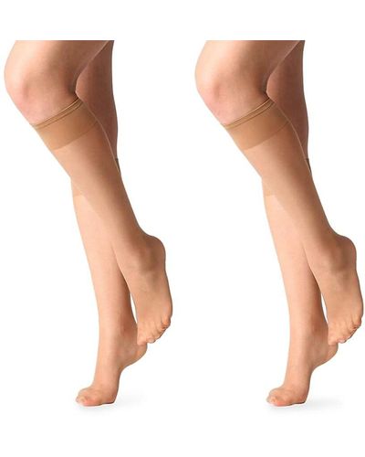 LECHERY 2-pack Sheer 20 Denier Knee High Socks - Natural
