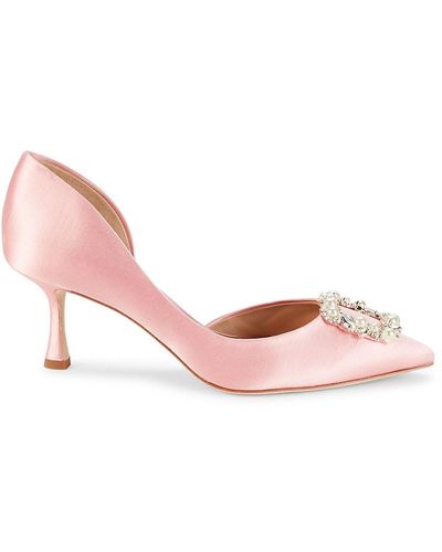 Badgley Mischka Fabia Embellished Satin Court Shoes - Pink