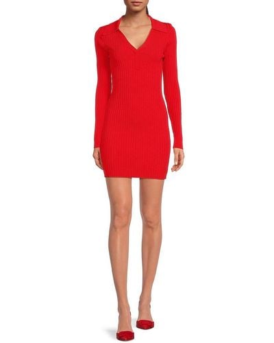 Solid & Striped Geena Ribbed Mini Sweater Dress - Red