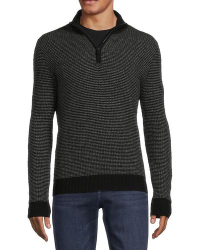 Saks Fifth Avenue Saks Fifth Avenue 100% Cashmere Quarter Zip Sweater - Black