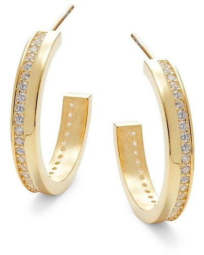 Argento Vivo 18k Yellow Goldplated Sterling Silver & Cubic Zirconia Half Hoop Earrings - Metallic