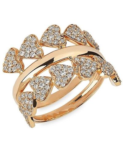 Hueb Hearts 18k Rose Gold & 0.79 Tcw Diamond Ring - Metallic