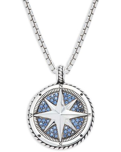 Effy Sterling Silver & Sapphire Compass Pendant Necklace - Metallic