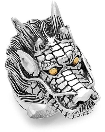 Effy 18k Yellow Gold And Sterling Silver Dragon Ring - White