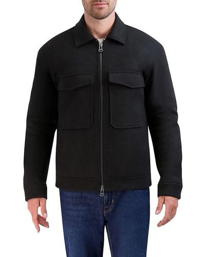 Cole Haan Wool Blend Trucker Jacket - Black