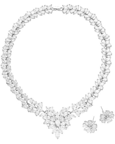 Eye Candy LA Luxe Emma Crystal Leaf Statement Necklace & Earrings Set - Multicolour