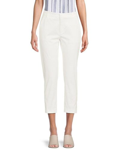 Vince Flat Front Cropped Chino Trousers - White
