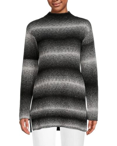 Ellen Tracy Ombré Striped Sweater - Black