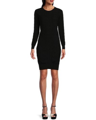 AREA STARS Latice Bodycon Sweater Dress - Black