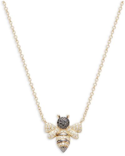 Saks Fifth Avenue 14k Yellow Gold & 0.15 Tcw Diamond Bee Pendant Necklace - Metallic