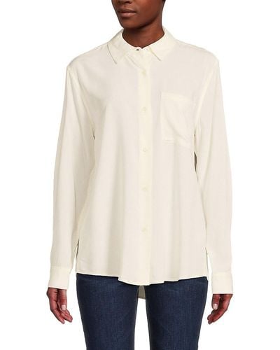 Elie Tahari T Tahari Classic Pocket Button Down Shirt - White