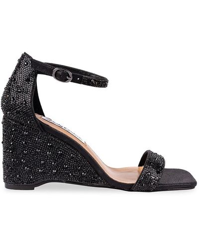 Lady Couture Kloe Rhinestone Embellished Wedge Sandals - Black