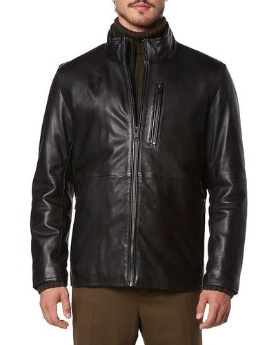 Andrew Marc Wollman 2-in-1 Lambskin Leather Bib Jacket - Black