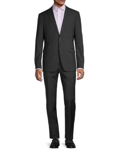 John Varvatos John Varvatos Star U.s.a. Bleecker Regular-fit Plaid Wool Suit - Black