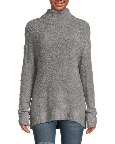 Donna Karan Fuzzy Wool Blend Sweater - Gray