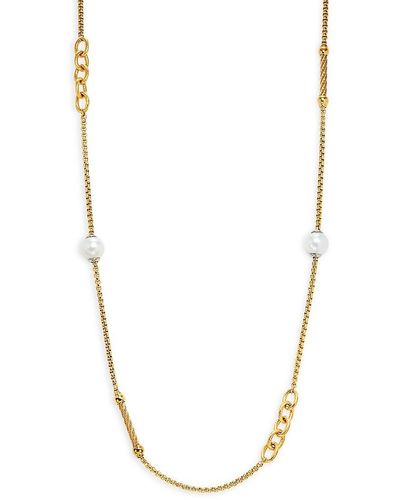 Alor Goldtone Stainless Steel & 6mm Freshwater Pearl Necklace - Natural